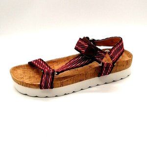 Lisa Vicky Womens Platform Ankle Strap Sandal Multicolor Hook‎ Loop Wedge 9M